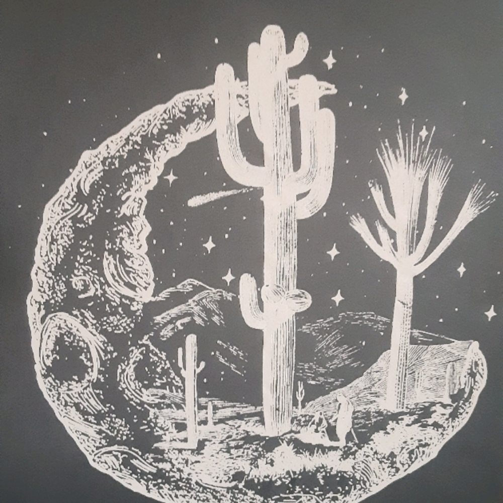 POLAGRAM boho desert cactus tee grey blue size S
